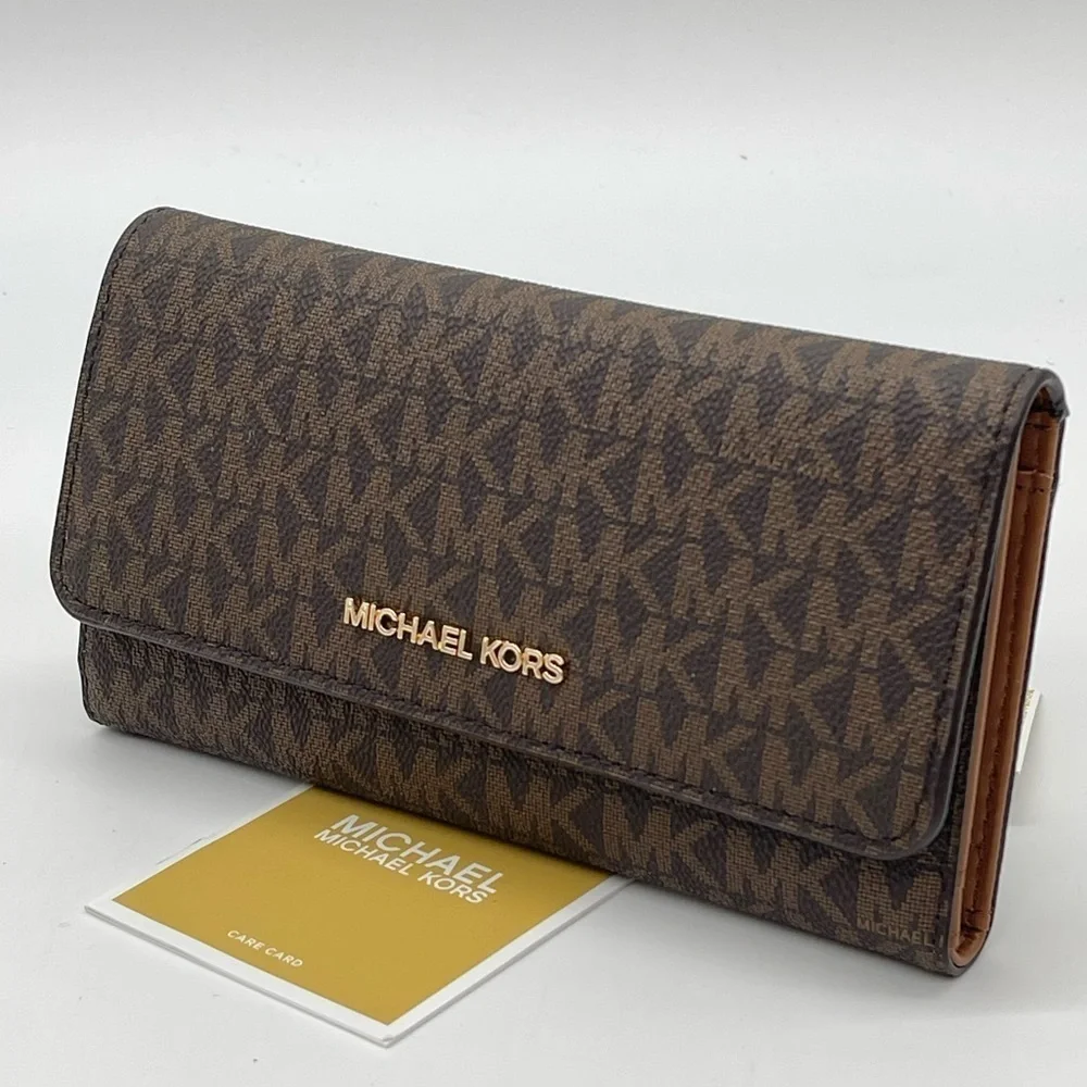 Michael Kors Large Trifold Wallet Brown/Gold
